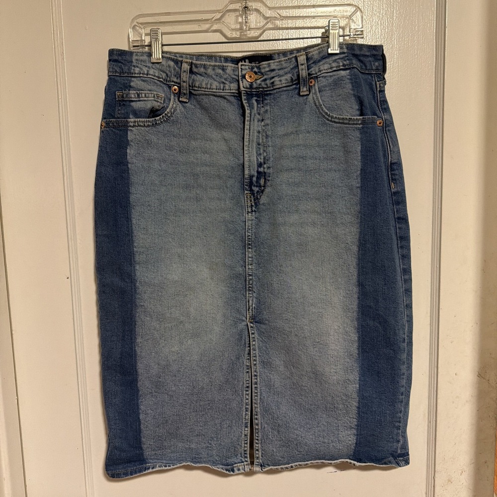 GAP Denim Colorblock Two-Tone Midi Skirt Size 12/31